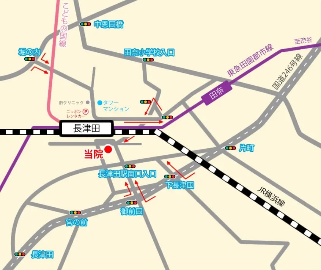 JR長津田駅北口から南口への経路